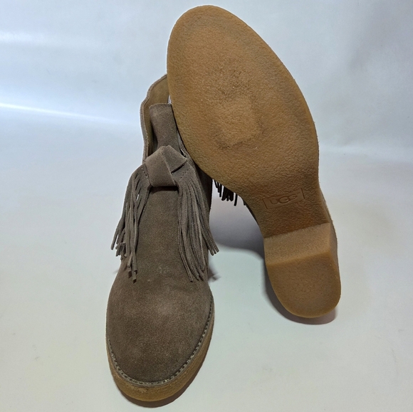 UGG Women's Corin Suede Heeled Moto Biker Casual Ankle Boots Mouse Size US 9 - Picture 12 of 13